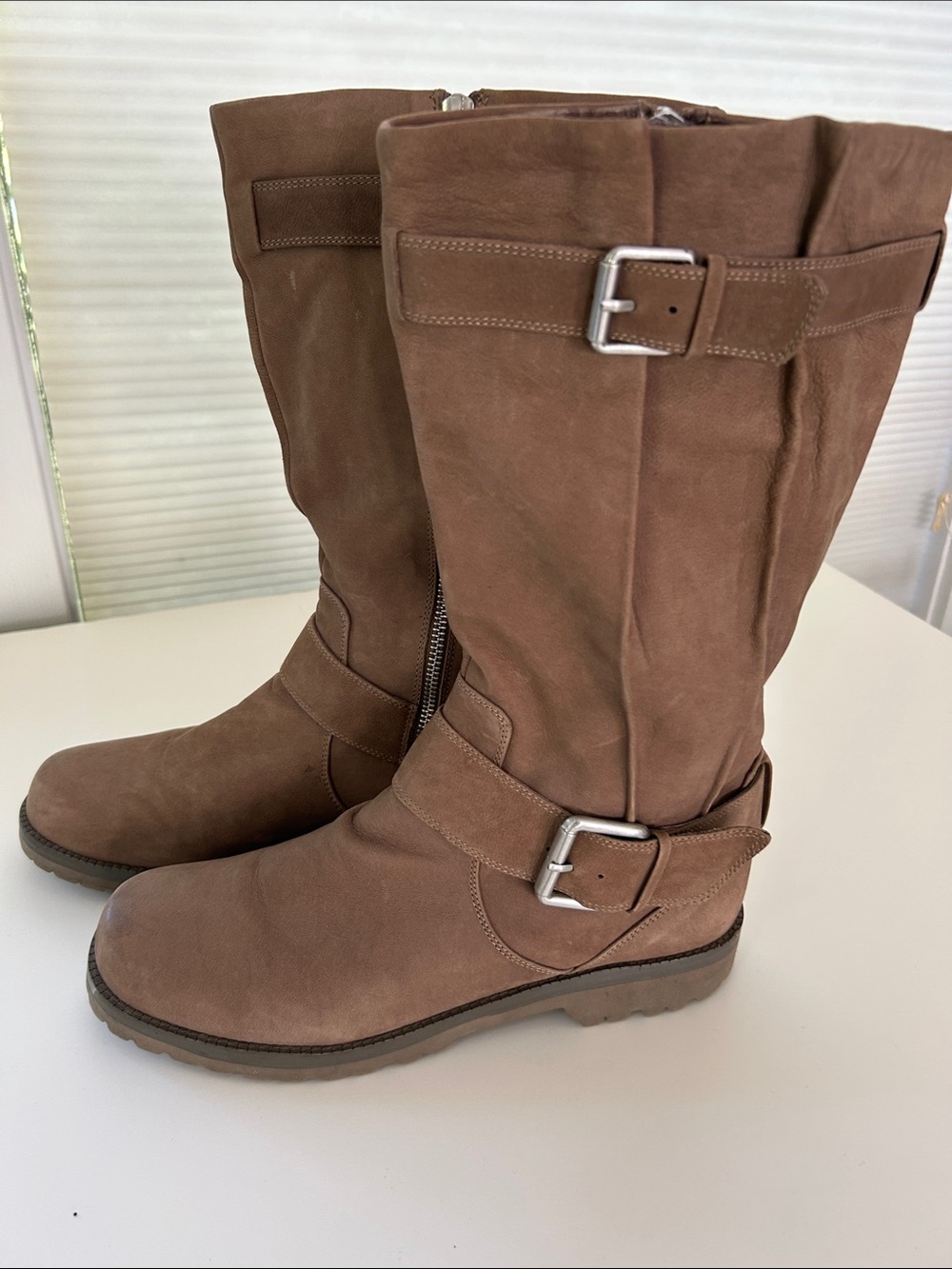 gentle souls Brown Suede Mid-Calf Buckle Boots